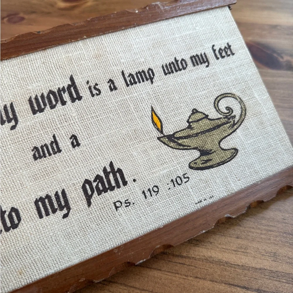 Religious Wall Plaque with Lamp and Bible - Brown and Cream